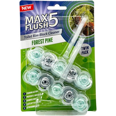 Max Flush 5 Toilet Rim Block Forest Pine 2pk*