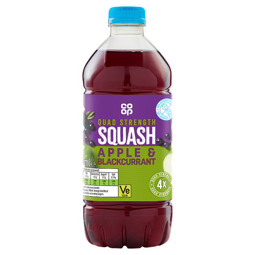 Co-op Apple & Blackcurrant NAS Quad Strength Squash