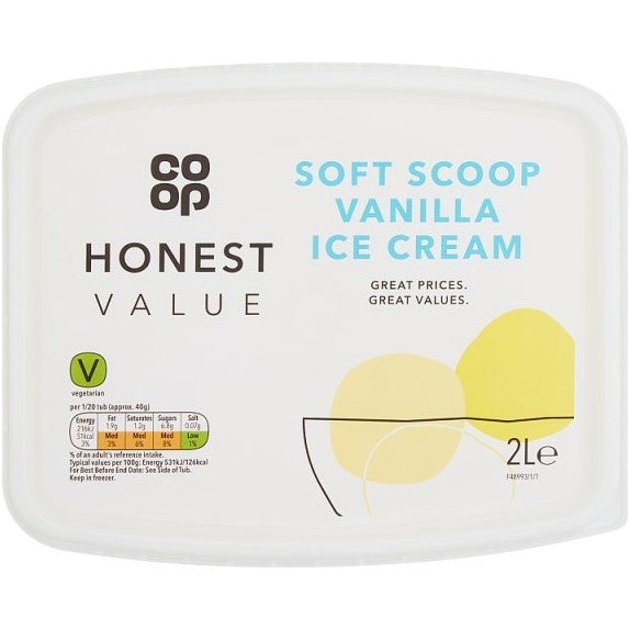 Co-op Honest Value Vanilla Ice Cream 2ltr*