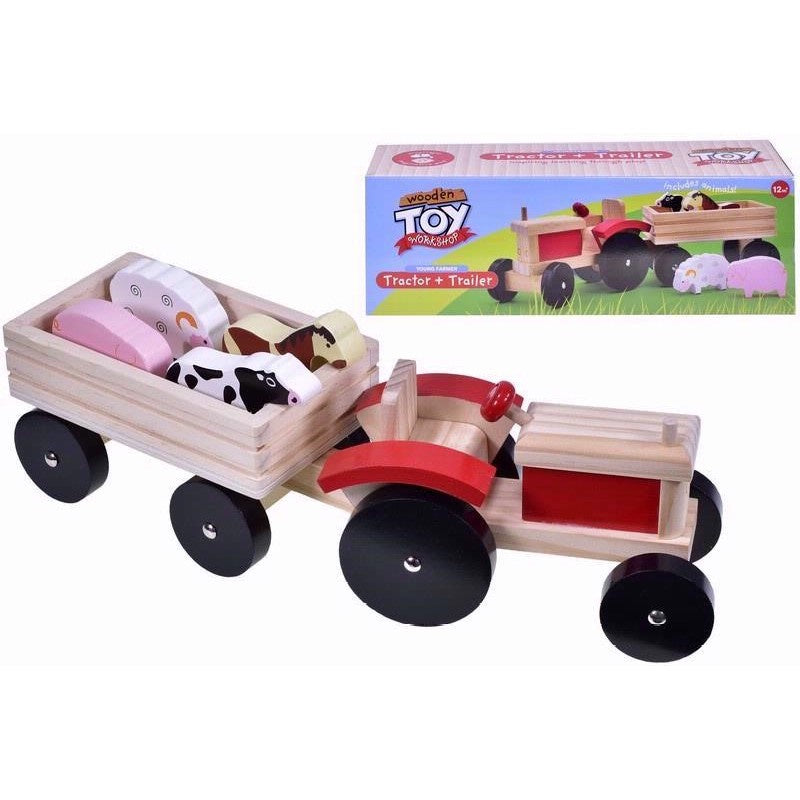 Wooden Tractor And Trailer Set*