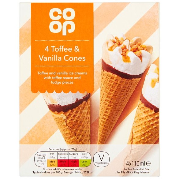 Co-op Toffee Cones 4pk*