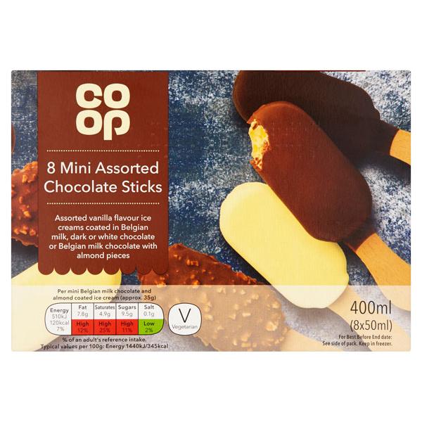 Co-op Mini Assorted Choc Stick Ice Creams 8pk*