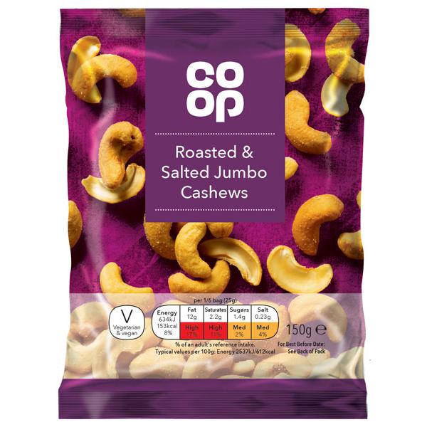 Co-op Roasted & Salted Cashews 150g*