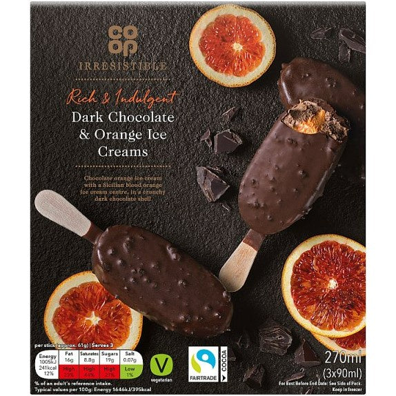 Co-op Irr Dark Chocolate & Orange Sticks 3pk*