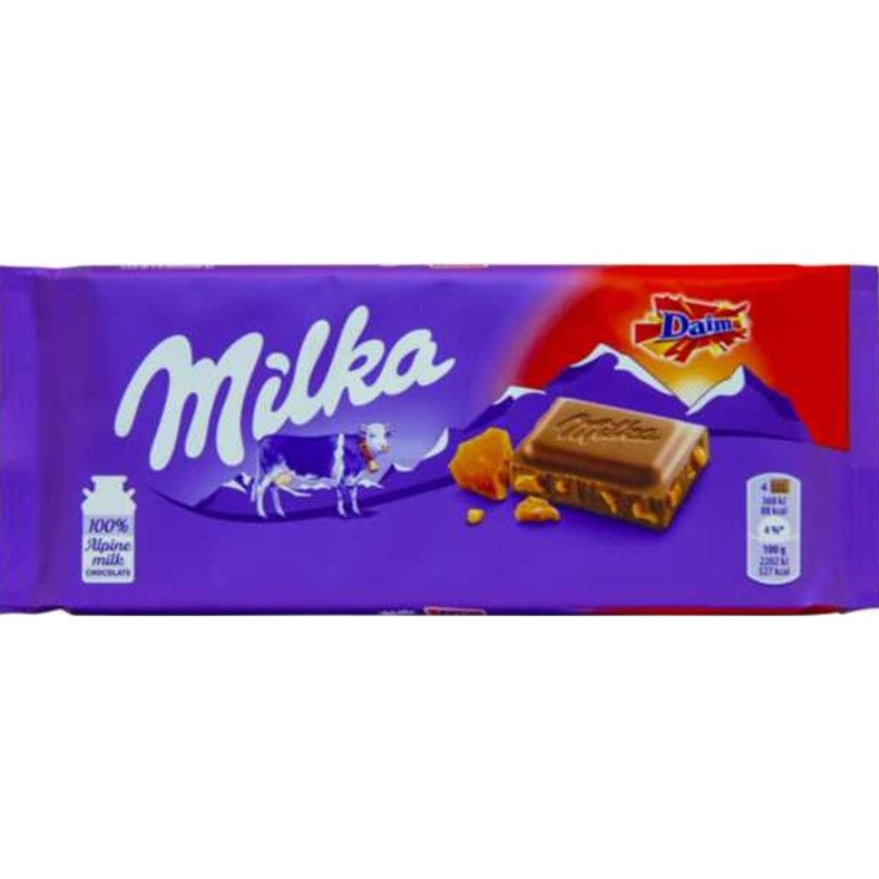Milka Alpine Daim Chocolate Bar 100g *