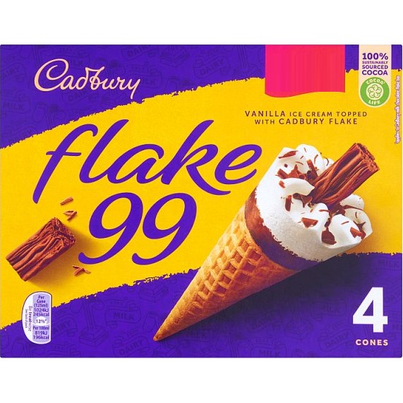 Cadbury Flake Ice Cream Cone 4pk*