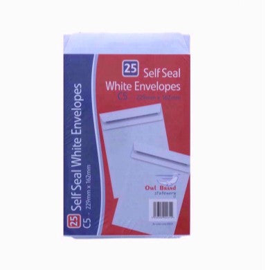 C5 White Self Seal Envelopes pk 25