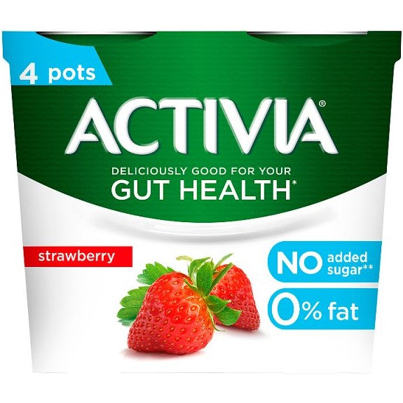 Activia 0% Strawberry Yogurts 4pk