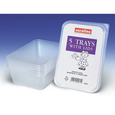 Plastic Trays with Lids 5pk 650ml*