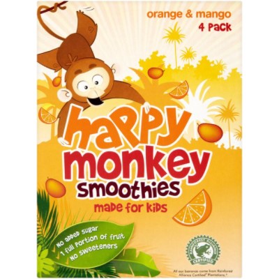 Happy Monkey Smoothie Mango/Orange 4 x 180ml*