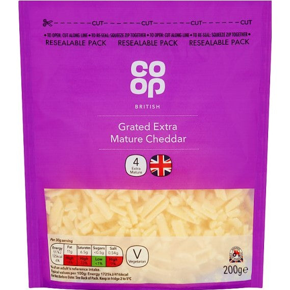 Co Op Extra Mature Grated Cheddar 200g