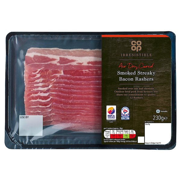 Co Op Dry Cured Smoked Streaky Bacon 230g