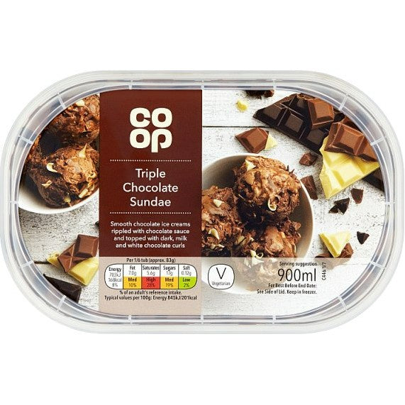 Co-op Triple Chocolate Sundae Ice Cream 900ml*