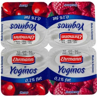 Ehrmann Raspberry & Cherry Low-Fat Yogurts 4x100g