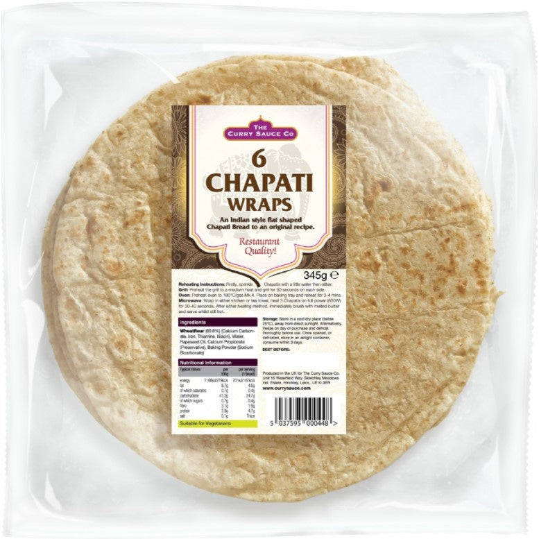 The Curry Sauce Co. 6 Chapati Wraps 345g