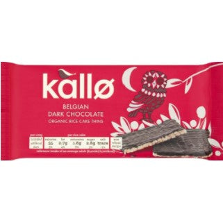 Kallo Belgian Dark Chocolate Rice Cake Thins 90g*