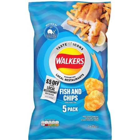 Walkers Taste Icons Fish & Chipsn5pk*