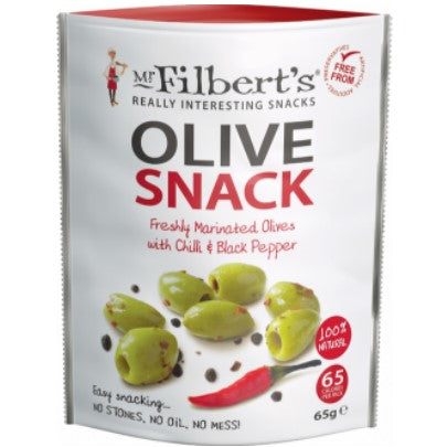 Mr Filberts Green Olives with Chilli & B Pepper