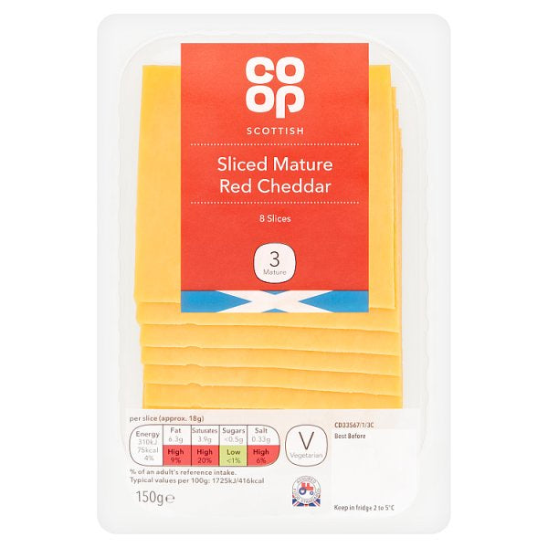 Co-op Mature Red Cheddar Slices 150g
