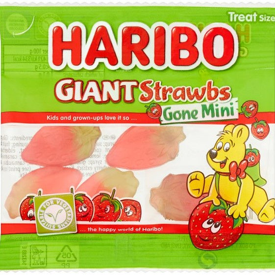 Haribo Giant Strawbs Gone  Mini Box 100 x 16g *