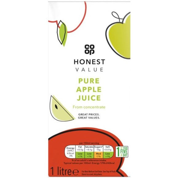 Co-op Honest Value Apple Juice 1L*