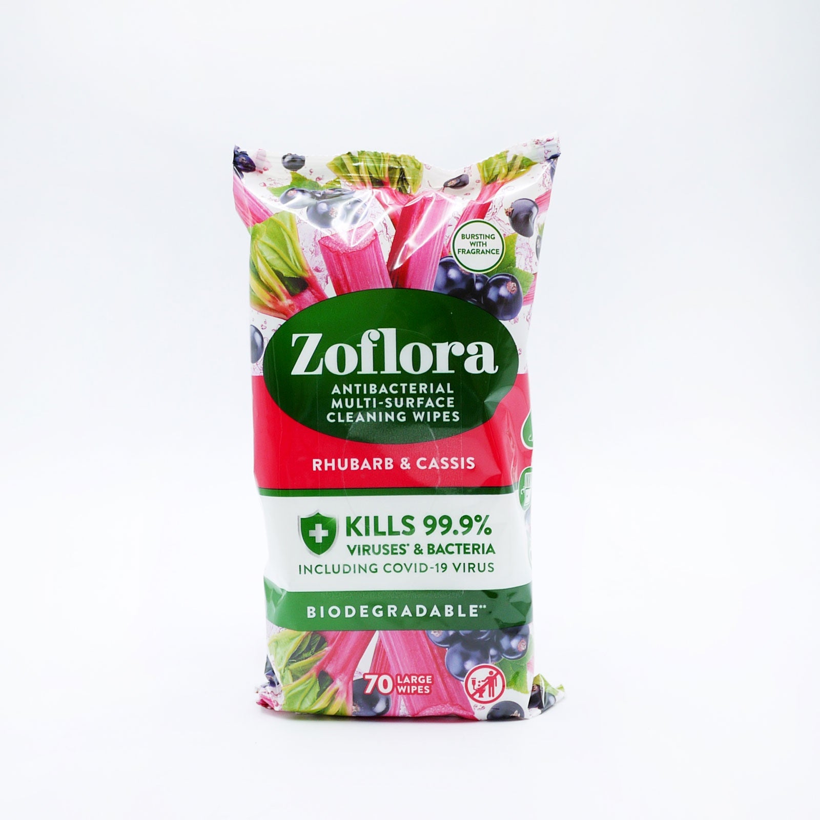 Zoflora Anti-bacterial Wipes Rhubarb & Cassis 70pk*