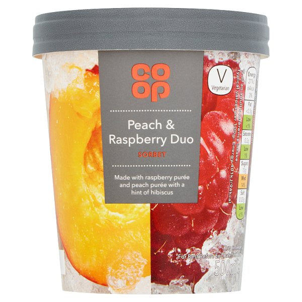 Co-op Raspberry & Peach Sorbet 500ml*