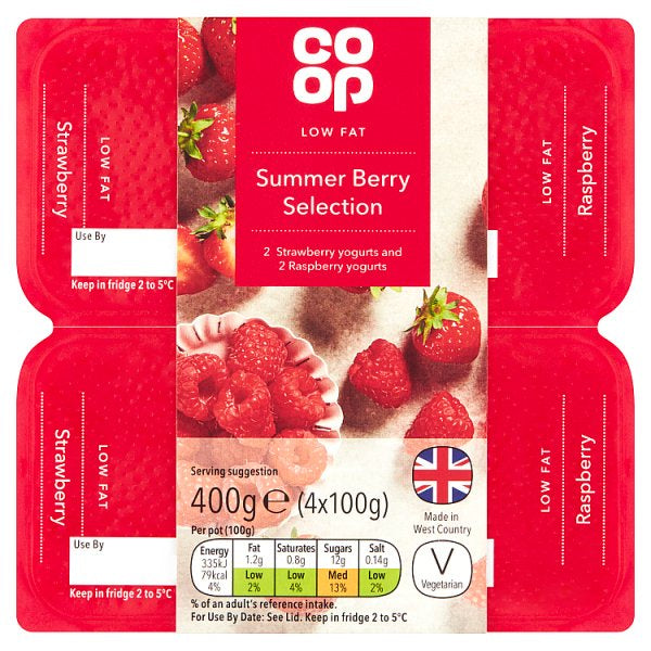 Co-Op Low fat red fruit yogurt 4 x 100g