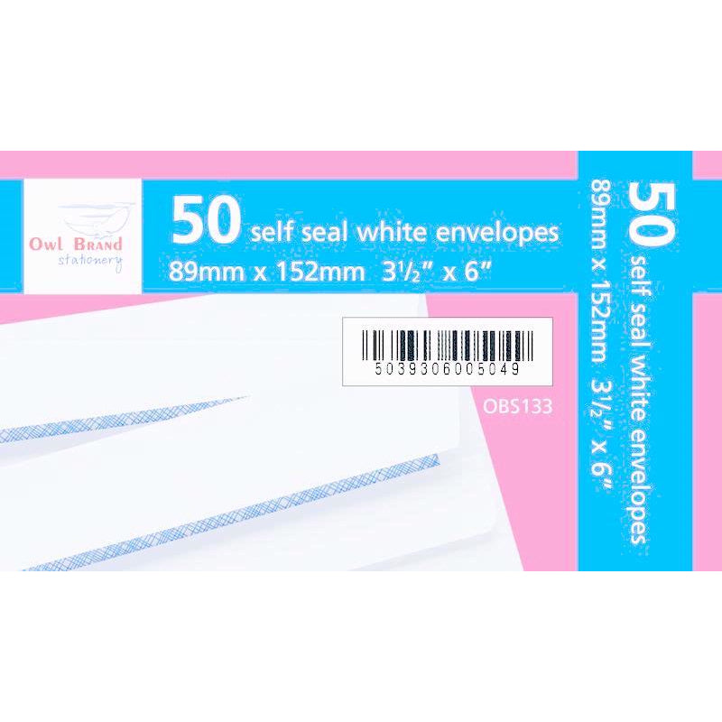 Small Self Seal White Envelopes Pk 50