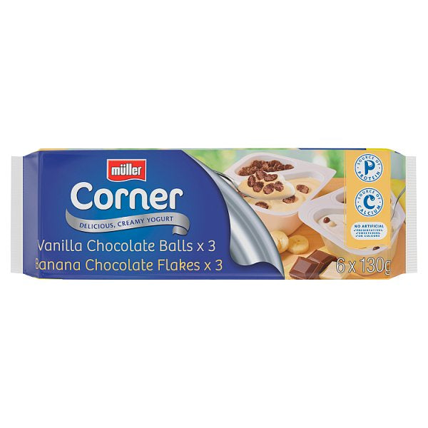 Muller Corner Yogurts Van Choc & Banana Choc 6pk #
