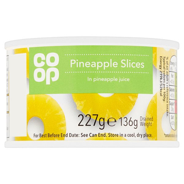 Co-op Pineapple slices in juice 227g
