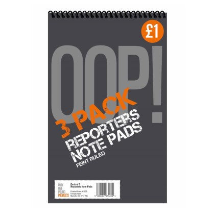 OOP! 8"x 5" Reporters Note Pad 3pk*