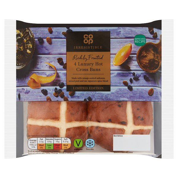 Co-op Irresistible Fruited Hot X Buns 4 pk