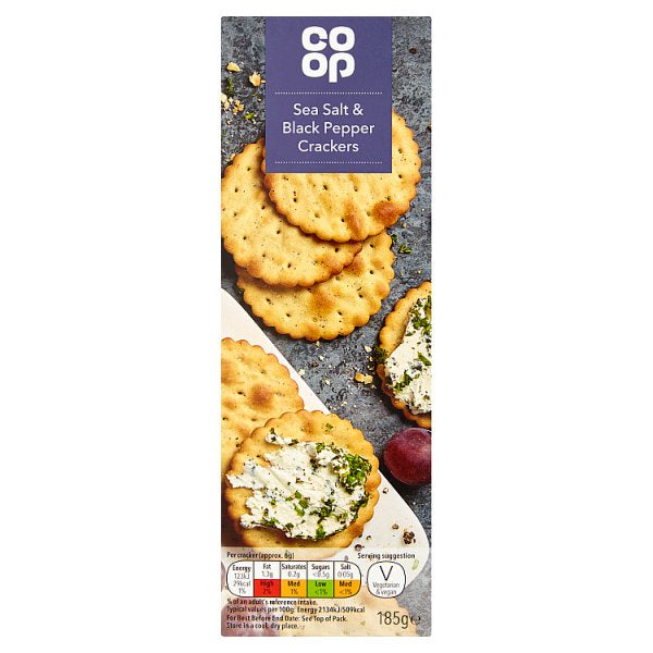 Co-op Cracked Black Pepper Scallop Crackers 185g