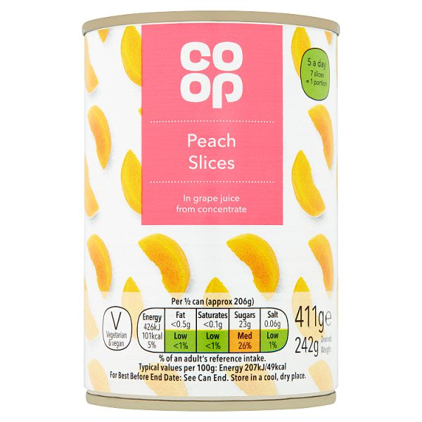 Co-op Peach slices in Grape Juice 410g
