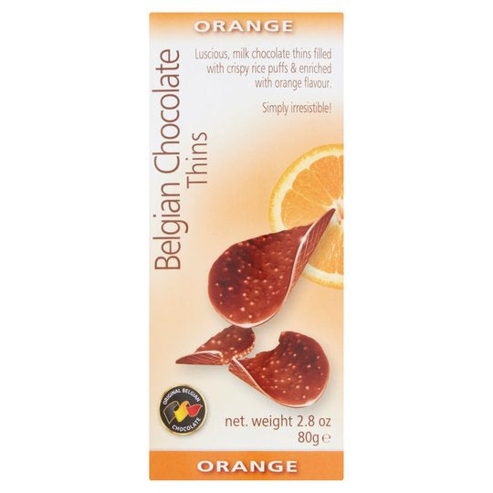 Belgian Orange Chocolate Thins 80g*