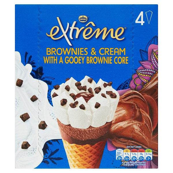Nestle Vanilla Choc Brownie Cone 4pk*