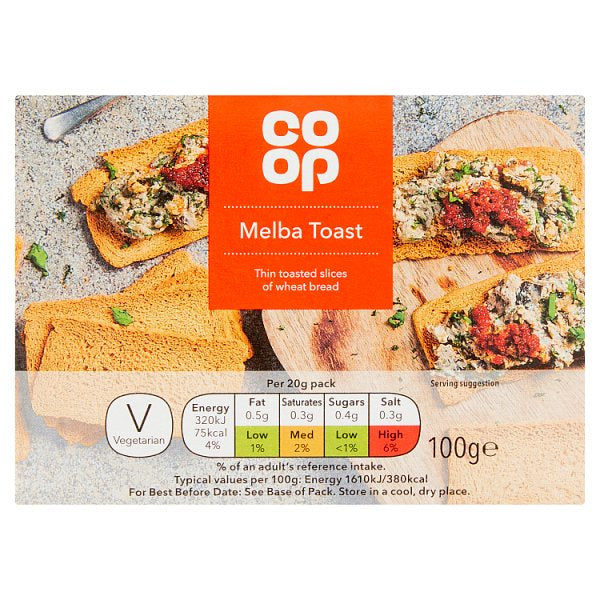Co-op Plain Melba Toast 100g