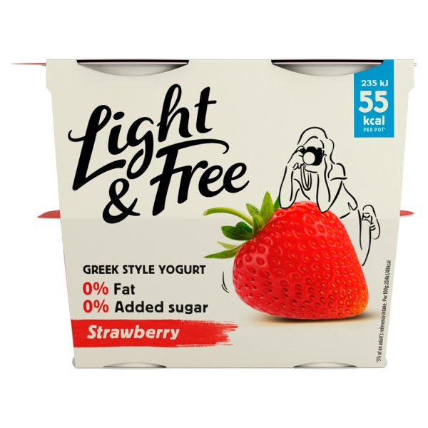 Danone Light & Free Yoghurt Strawberry 4pk