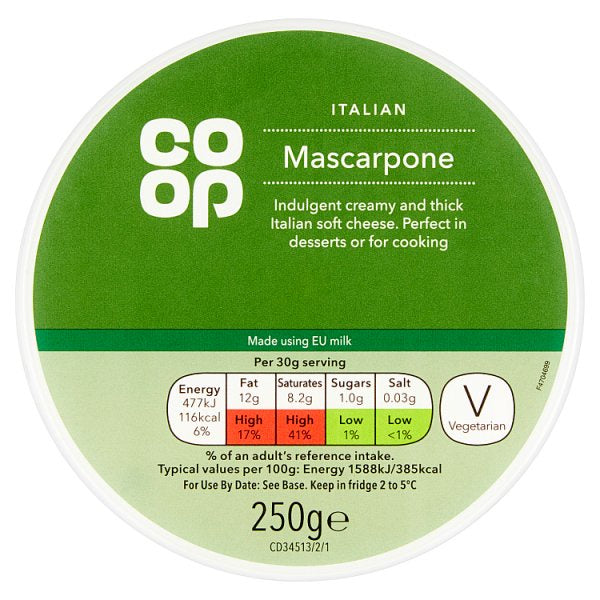 Co op Mascarpone Cheese 250g
