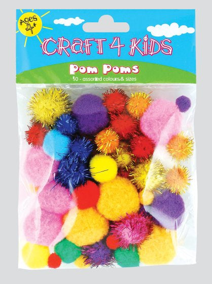 Craft 4 Kids 50 Glitter Pom Poms
