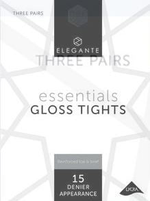E0105 - Elegante Essential Gloss Tights 3PP - Barely Black S*