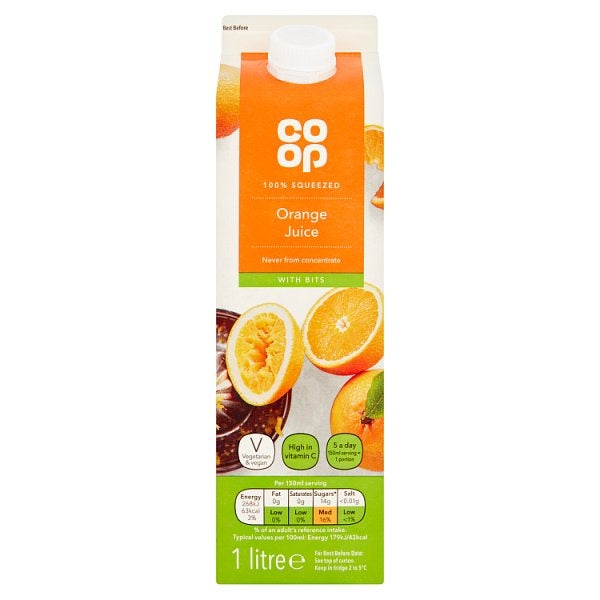Co-op Orange Juice with bits (NFC) 1L*