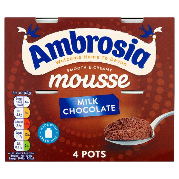 Ambrosia Choc Mousse Pots 4Pk (Ambient)