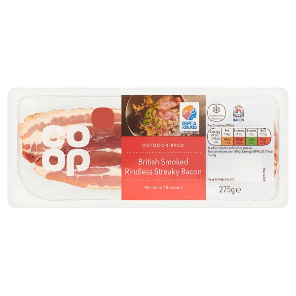 Co op Smoked Streaky Bacon 275g
