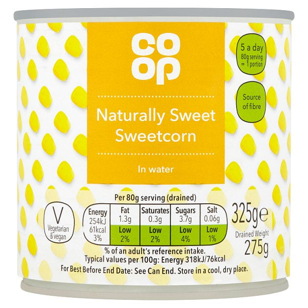 Co-Op Naturally sweet sweetcorn 325g