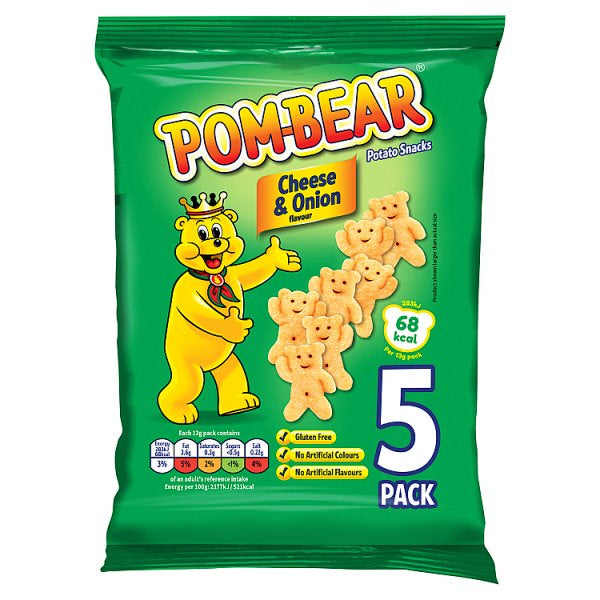 Pom Bear Cheese & Onion Crisps 5x13g*