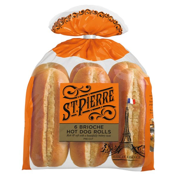 St Pierre Brioche Hot Dog Rolls 6pk