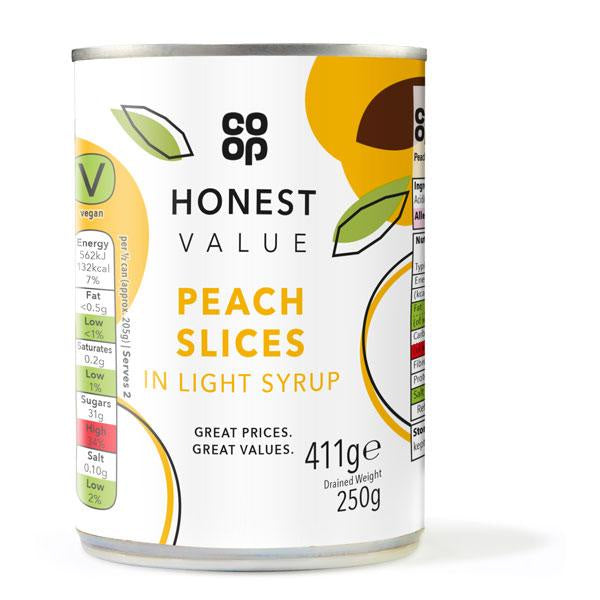 Co-op HV Peach Slices in Light Syrup 411g