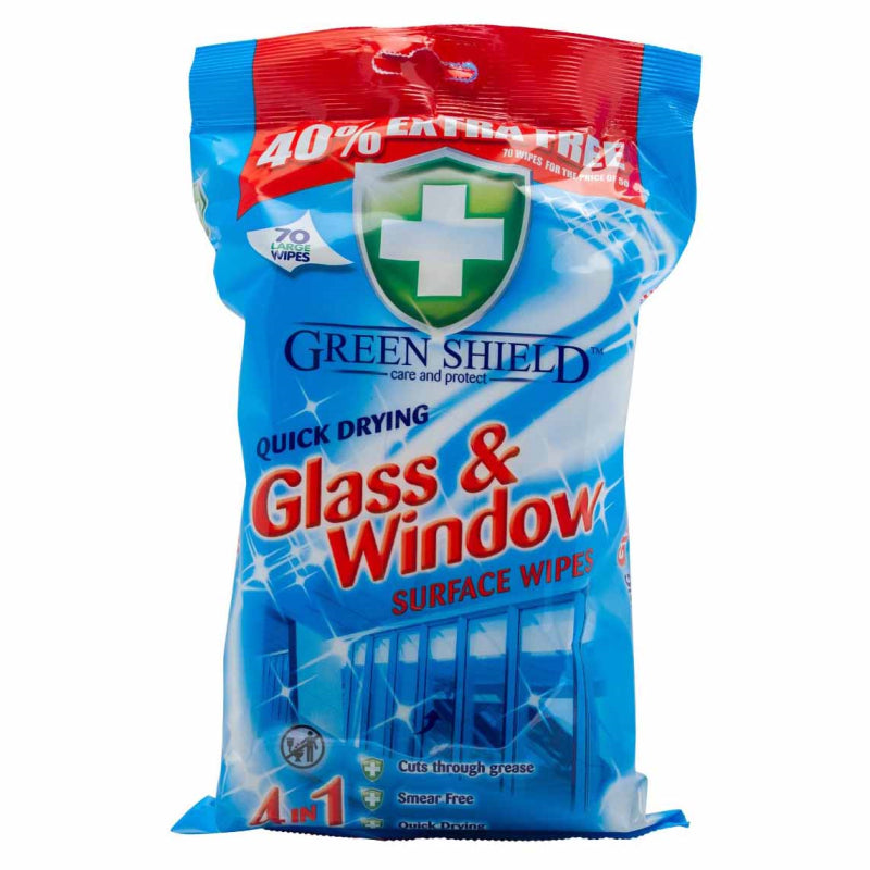 Green Shield Glass & Window Wipes (70)*